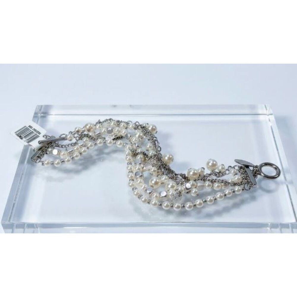Ann Taylor LOFT Women's Silver Pearlized Layer Delicate Charm Bracelet NWT 29.50